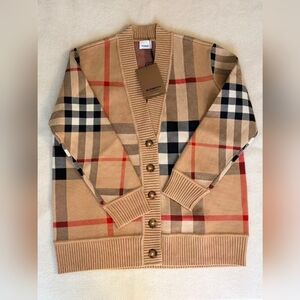 Burberry Check Wool Blend Cardigan